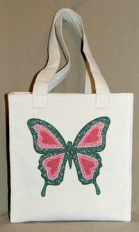 Cream Corduroy Butterfly Tote Bag