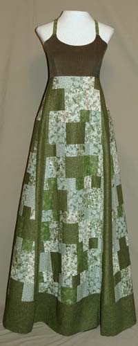Earthy Green Random Patchwork Dress