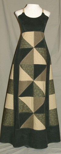 Earthy Pinwheel Patchwork Dress