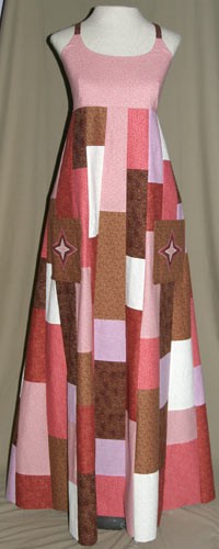 Pink and Brown Patchwork Dress