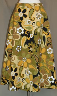 60's Vintage Print Wrap Skirt