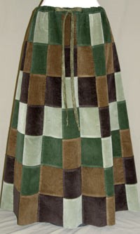 Earth Tone Patchwork Corduroy Skirt