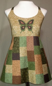 Earth Tone Butterfly Patchwork Apron Top